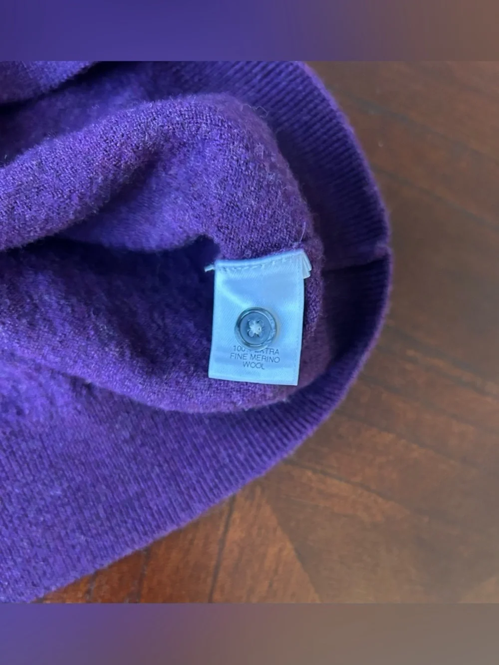 Turnbury Men's Purple Polo Sweater extra fine merino wool size L